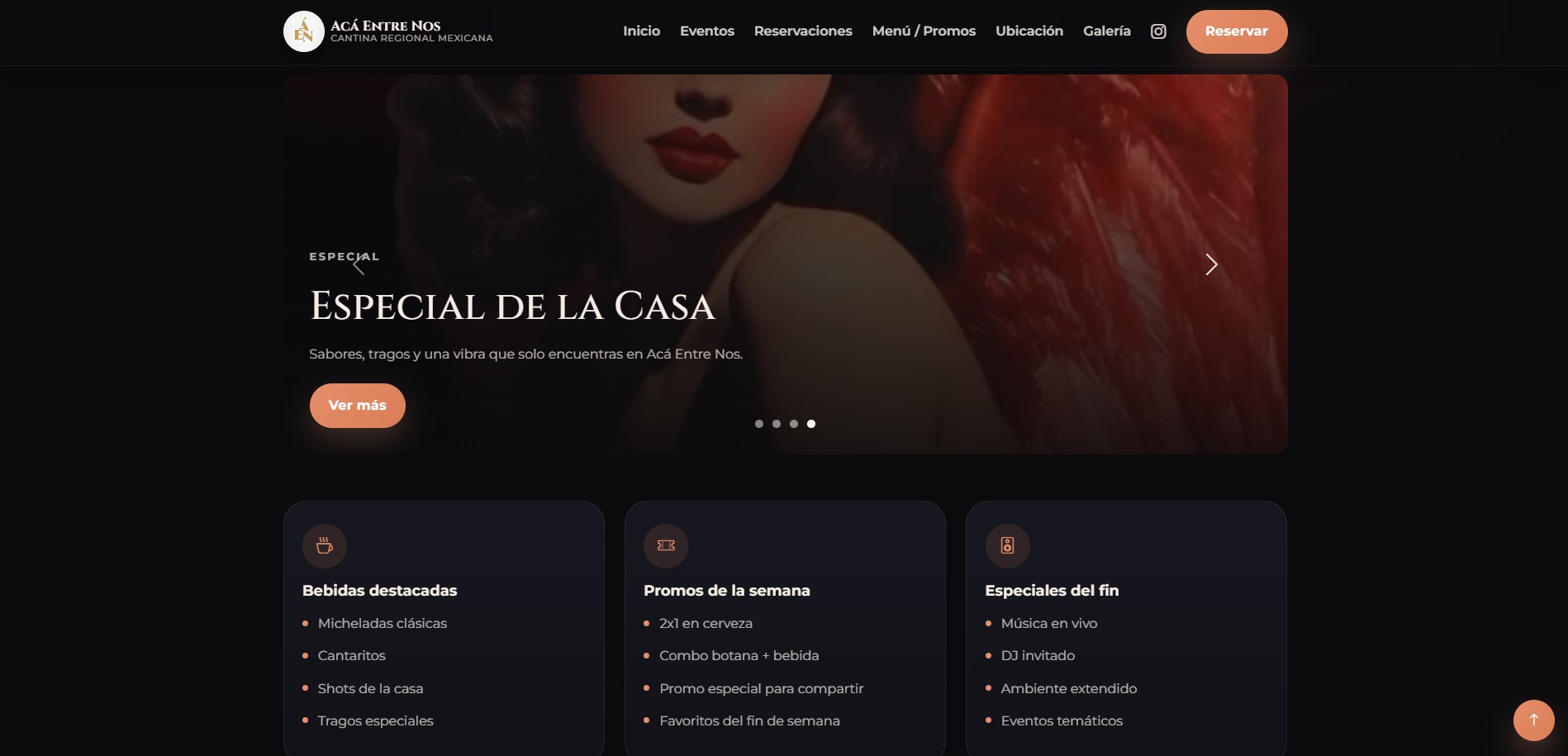 Acá Entre Nos cantina regional mexicana website