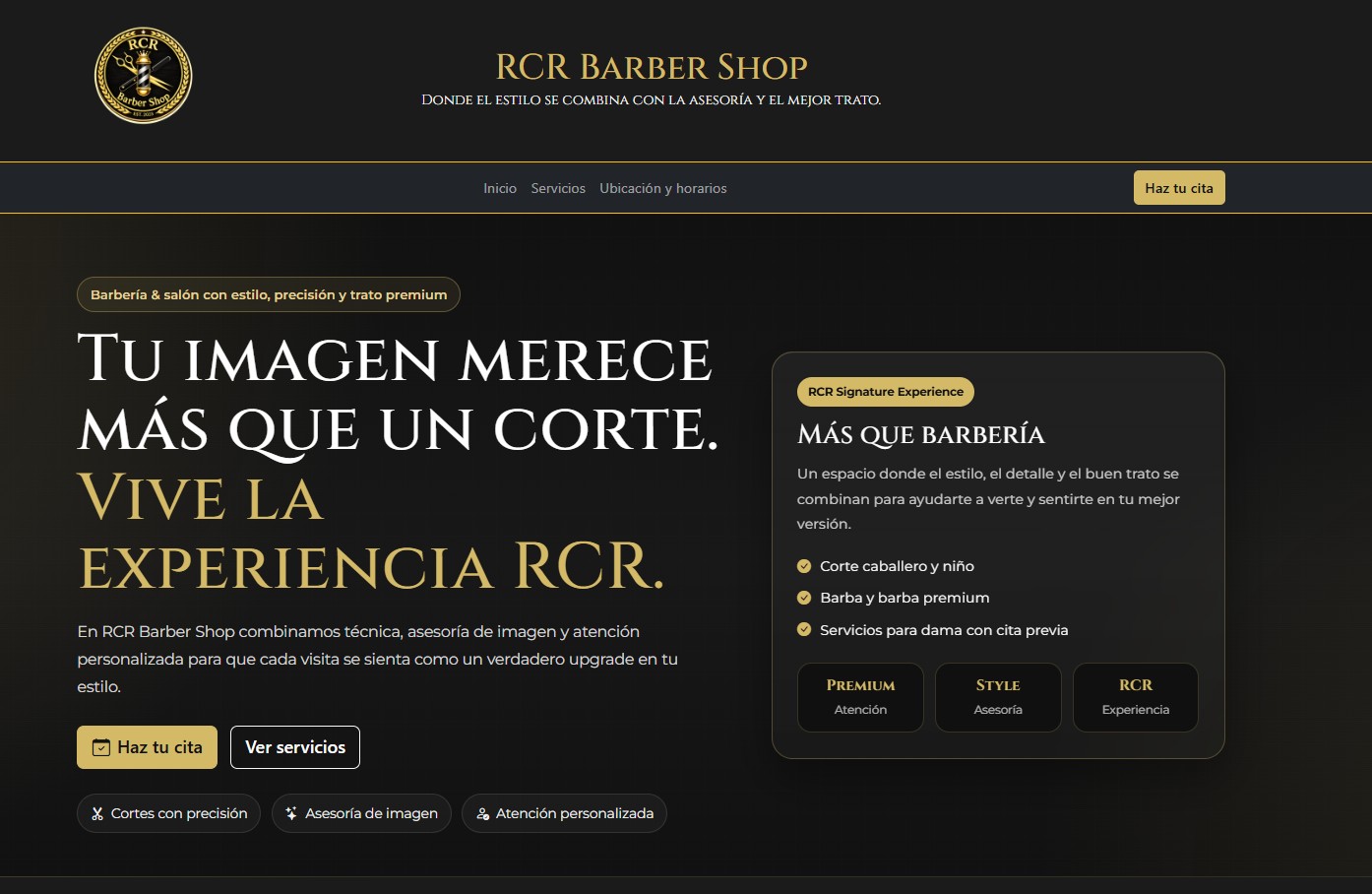 Preview of the RCR Barber Shop website built by GABAN Solutions Numériques